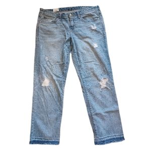 GAP Real Straight Distressed Ripped Light Wash Blue Jeans 31R